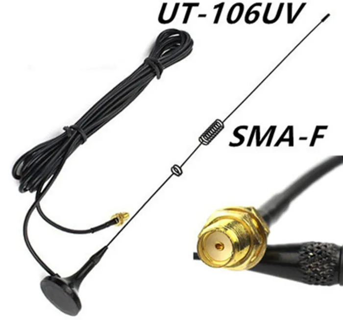 Базовая антенна vhf SMA женский UT 106UV машине magnético uhf Антенна для Baofeng BF 888S УФ 5R больше
