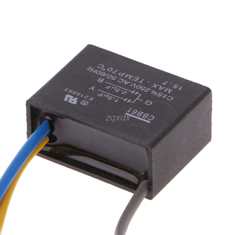 Черный CBB61 1 5 мкФ + 2 3 провода AC 250V 50/60Hz конденсатор для потолочного вентилятора JAN10