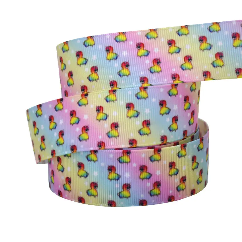 10Y/лот " 25 мм Радужный Единорог напечатанная лента Grosgrain модная ткань самодельные банты для волос аксессуары праздничные украшения материалы