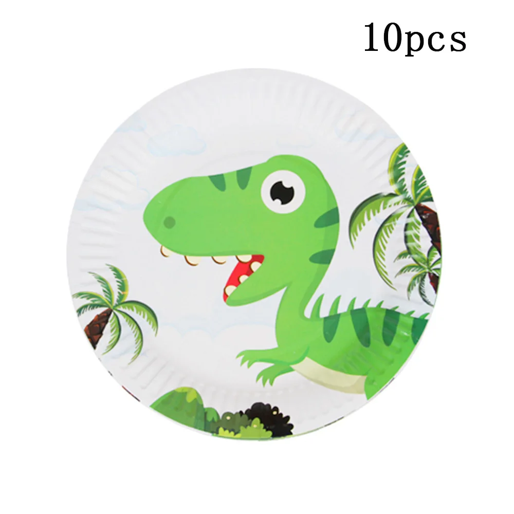 paper plate 10pcs Джунгли Тема события вечерние принадлежности динозавр баннер флаги счастливые Баннеры для дня рождения ребенка душ День Рождения Декор для детей сувениры подарок - Цвет: paper plate 10pcs