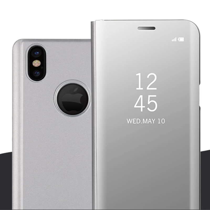 Clear View Mirror Case For iPhone X Xs Max XR Luxury Smart Soft Flip Fundas 6 s 6s 7 8 Plus Silicone Stand Full Cover |