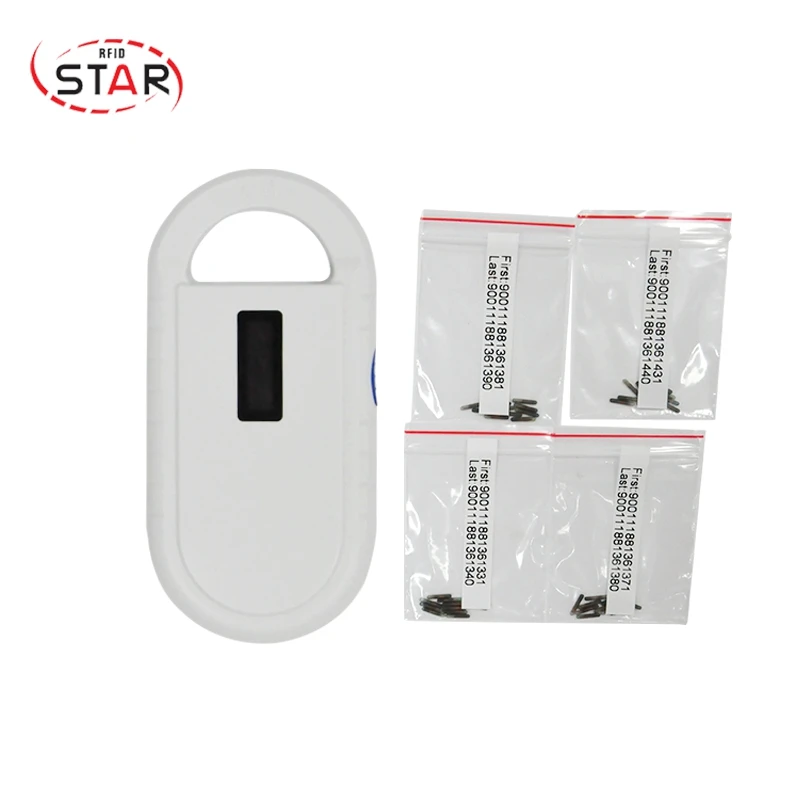 1.4*8mm 134.2khz injectable bio-coating rfid microchips for pets dog 30pcs and 1pc FDX-B 134.2khz rfid pet microchip scanner