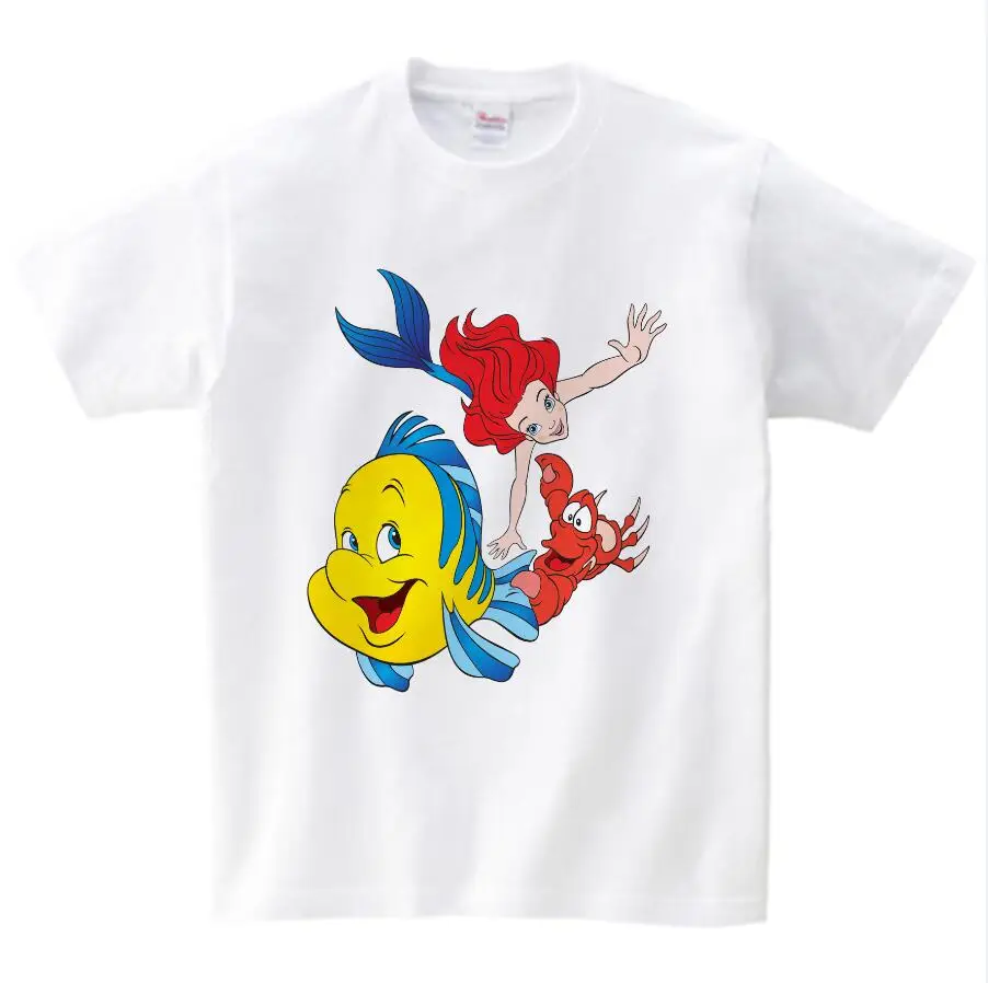 White childreT-shirt Детская одежда с изображением русалки футболки с короткими рукавами для мальчиков и девочек, топы, футболки для малышей детская одежда футболки N - Цвет: White childreT-shirt