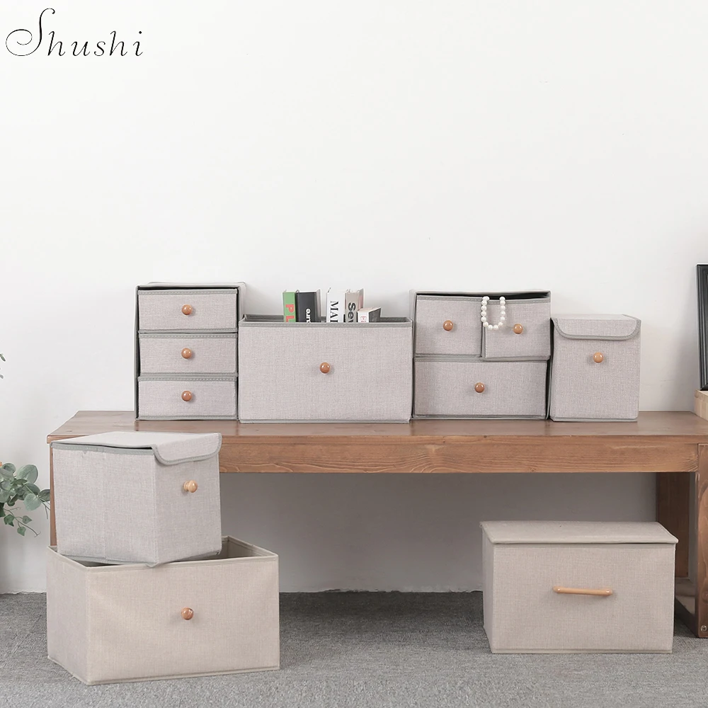 Shushi многослойная льняная корзина складное Нижнее белье ящик для хранения ювелирных изделий грязная одежда коробка для хранения Модный домашний шкаф ящик