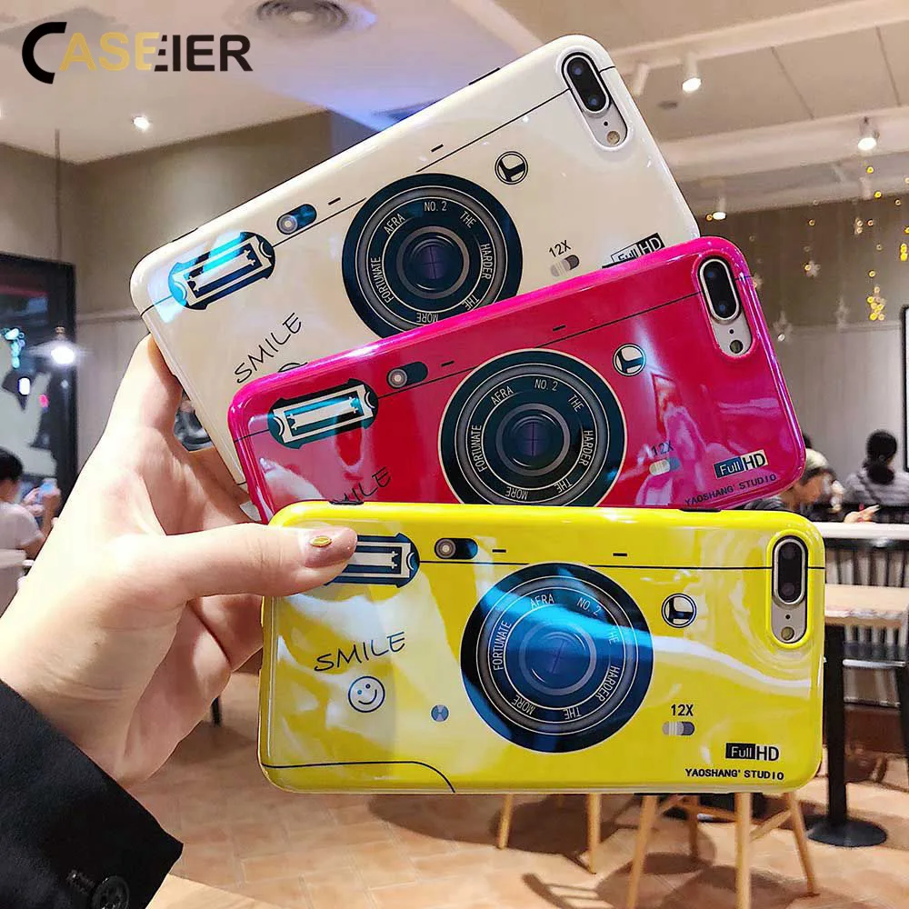 CASEIER чехол для телефона iPhone 7 6 PLUS X XS MAX XR IMD камера цветной мягкий 6S 8 Plus Чехлы Fundas |