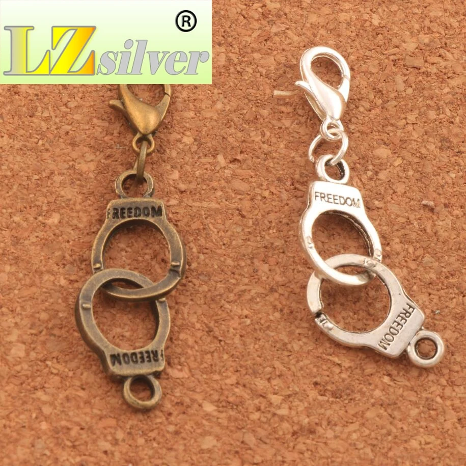 

Handcuffs Freedom Lobster Claw Clasp Charm Beads Jewelry DIY C243 12pcs 45.6x10.2mm zinc alloy/Bronze
