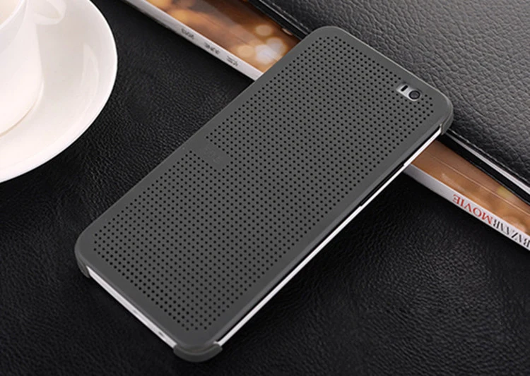 Ультратонкий кожаный флип чехол в горошек для HTC One E8 2014 Новый с функцией