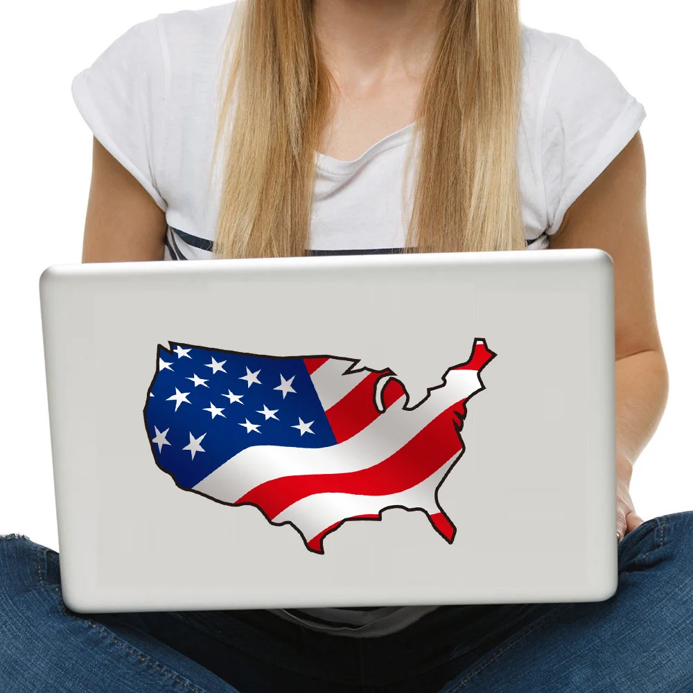 США карта цветной стикер на стену для компьютера страны съемные DIY настенные