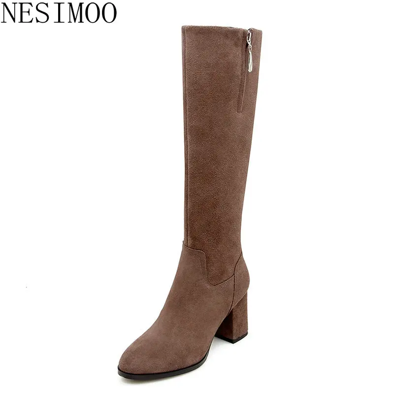 Женские туфли на высоком квадратном каблуке NESIMOO однотонные из натуральной кожи