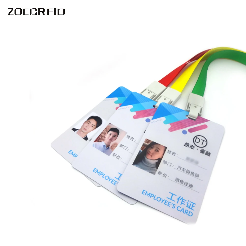 Printed 100PCS F1108(Compatible with s 50) 13.56MHZ frequency Employee's card  IC card/ stored-value card  with Condole belt