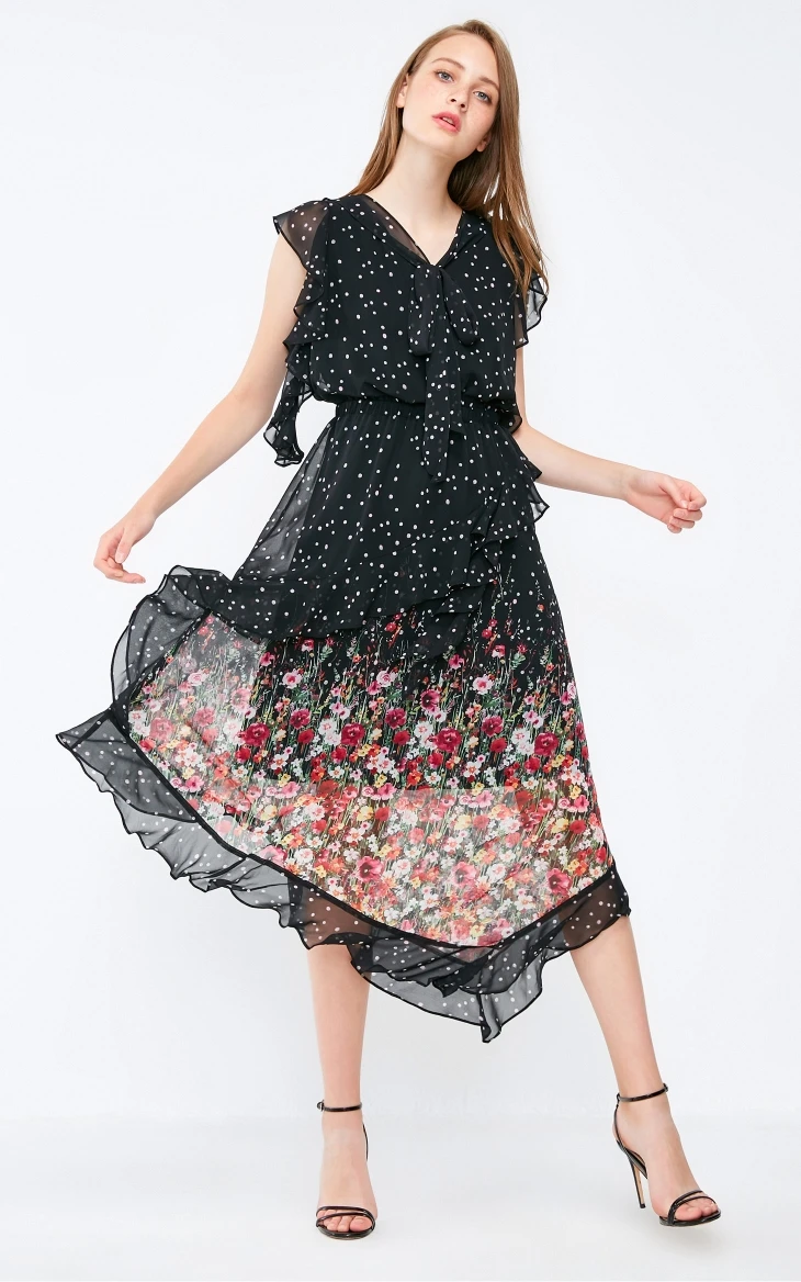 Vero Moda Новое Женское Плиссированное пляжное платье на шнуровке с принтом | 31837B513