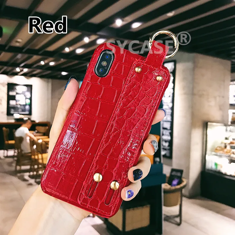 Чехол SY из крокодиловой кожи для huawei P9 P10 Plus P20 Pro P20 Lite nova 2 plus 2s nova 3e чехол на запястье кронштейн для женщин - Цвет: Red