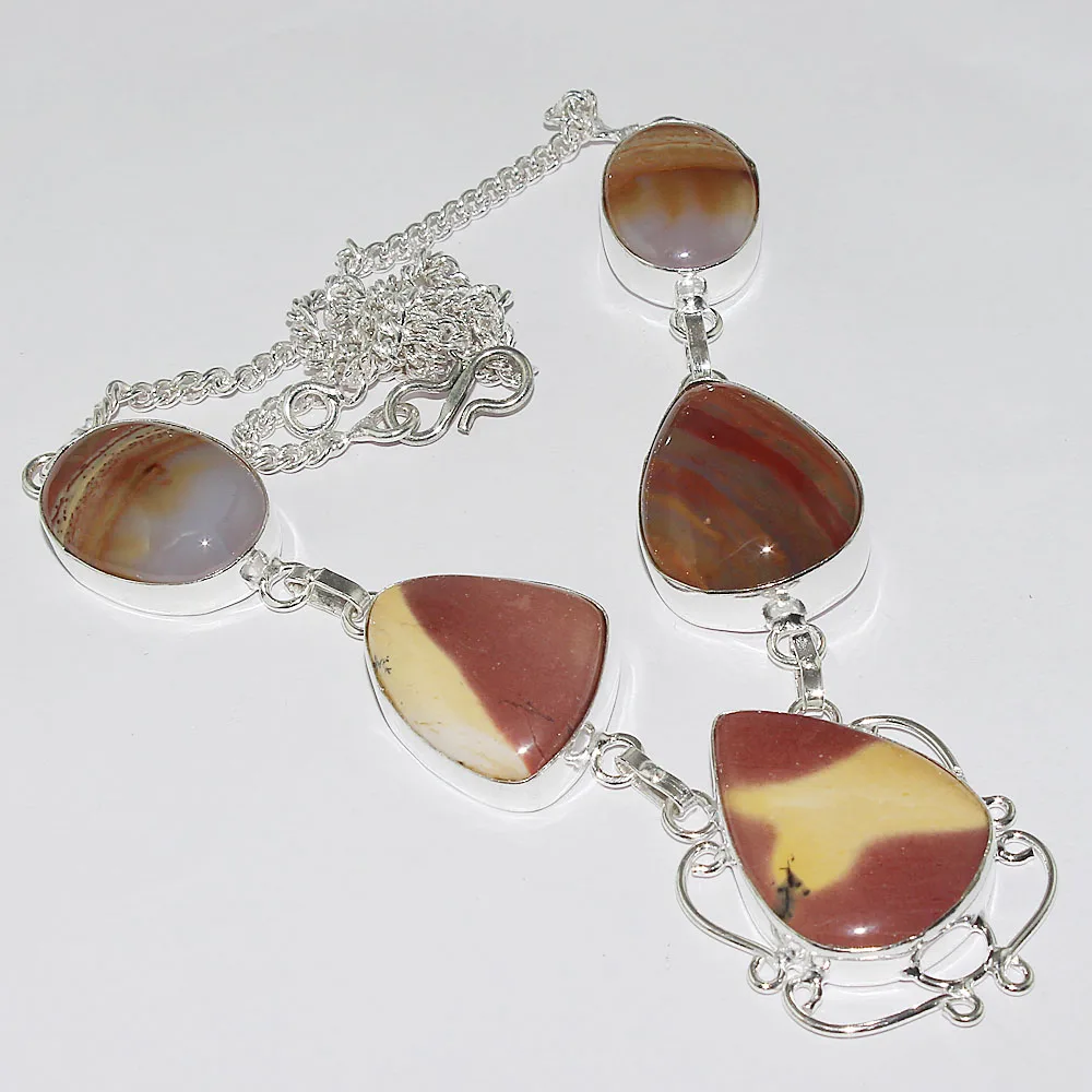 

Mookaite Jaspers Necklace Silvers Overlay over Copper , 42.2cm, N1006