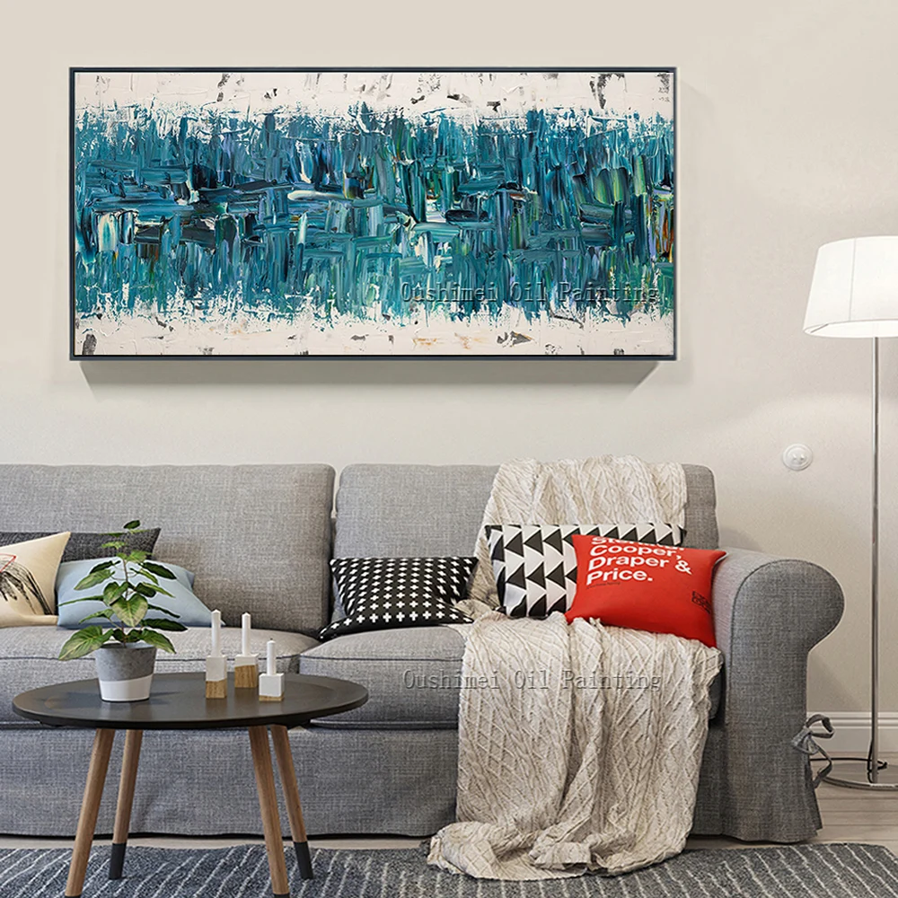 Отличная художественная ручная роспись высокое качество абстрактная синяя