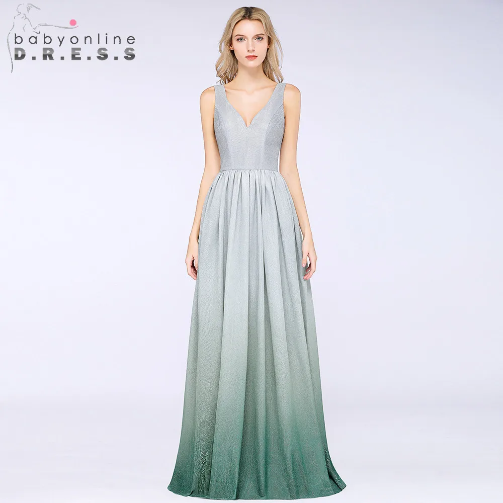 Женское блестящее вечернее платье длинное шелковое с V образным вырезом для