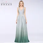 Женское блестящее вечернее платье, длинное блестящее шелковое платье с V-образным вырезом для выпускного вечера, 2019