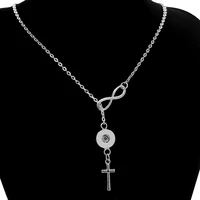 new dj0028 cross pendant chain snap necklace fit diy 12mm snap buttons jewlery wholesale
