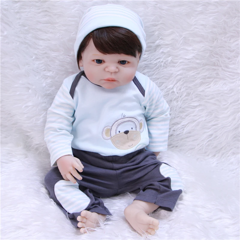 

Полностью силиконовая кукла Reborn Baby Doll, реалистичные игрушки 55 см для новорожденных мальчиков, куклы для детей bebe, модный подарок на день рож...
