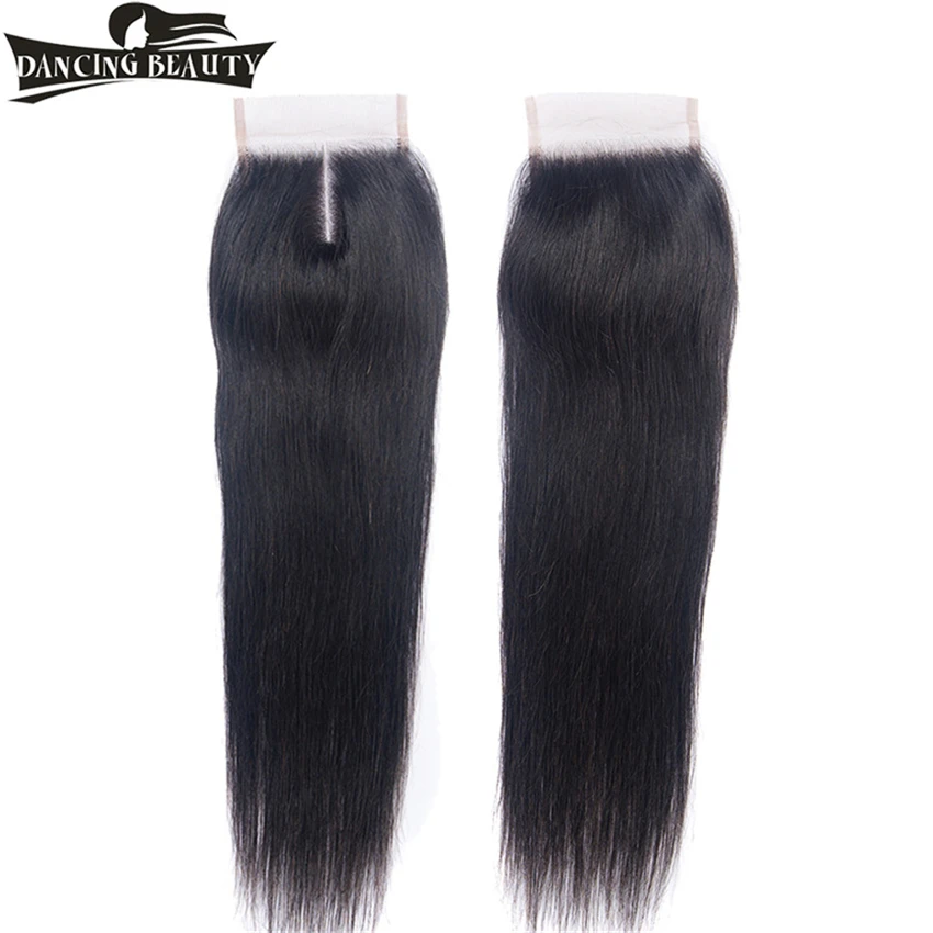 DANCING BEAUTY Pre-Colored Brazilian Straight Closure With 4 Bundles Non Remy Human Hair Weave Lace | Шиньоны и парики