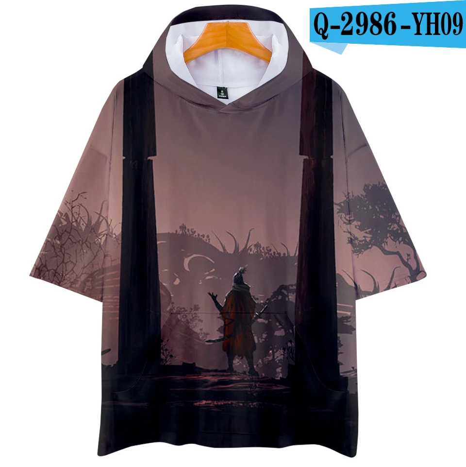Мужская одежда Harajuku 3d футболка с капюшоном Sekiro аниме хип-хоп футболка Летняя с коротким рукавом Мужская Уличная одежда размера плюс - Цвет: Q2986