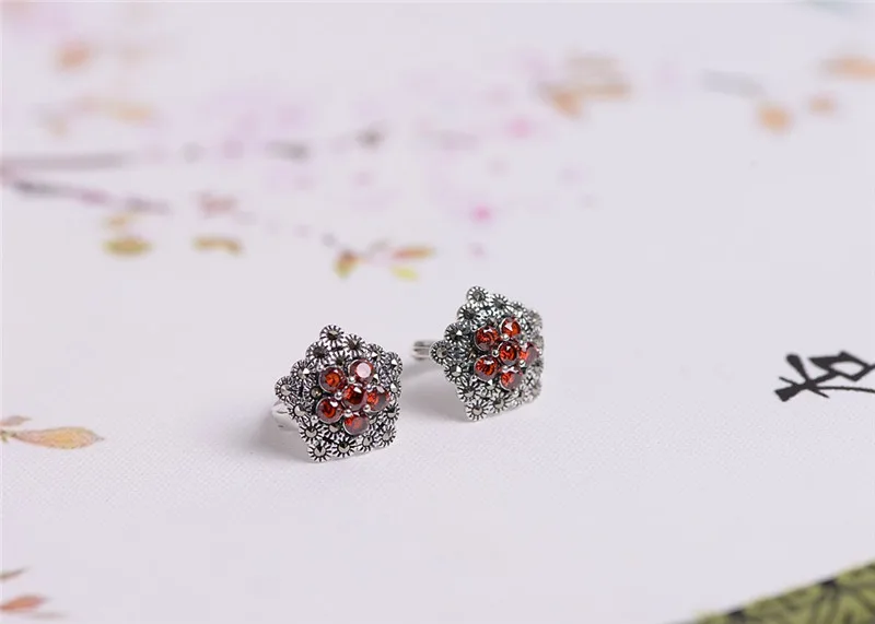 Черные/серьги с красным Цирконом 925 пробы серебряные серьги-гвоздики для женщин Роскошные марказитовые ювелирные изделия дамские подарки