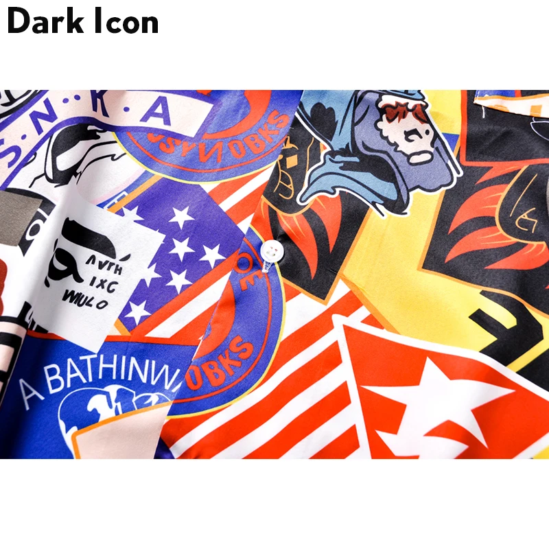 Мужская рубашка с отложным воротником Dark Icon 3D принтом коротким рукавом в стиле