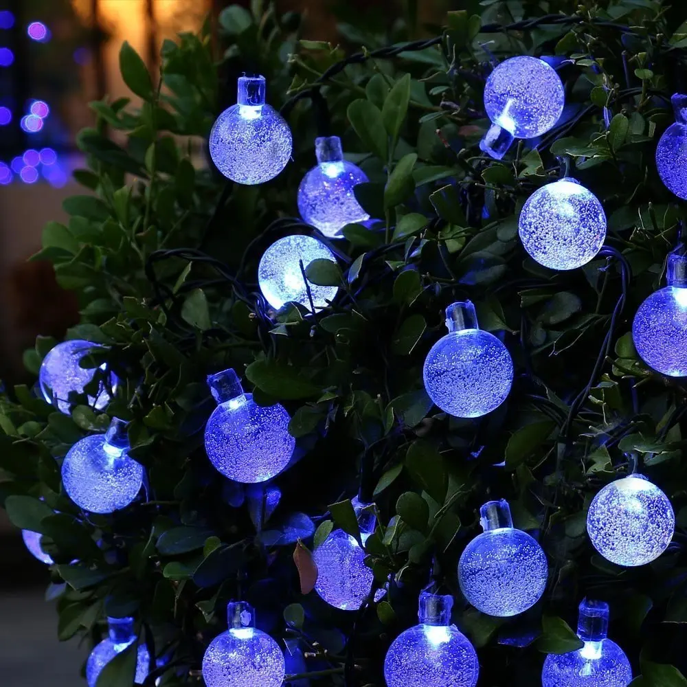 Holigoo Solar Outdoor Crystal Ball String Lights 20ft 30 LED Light Globe Garland Lamp for Christmas Wedding Decoration | Лампы и