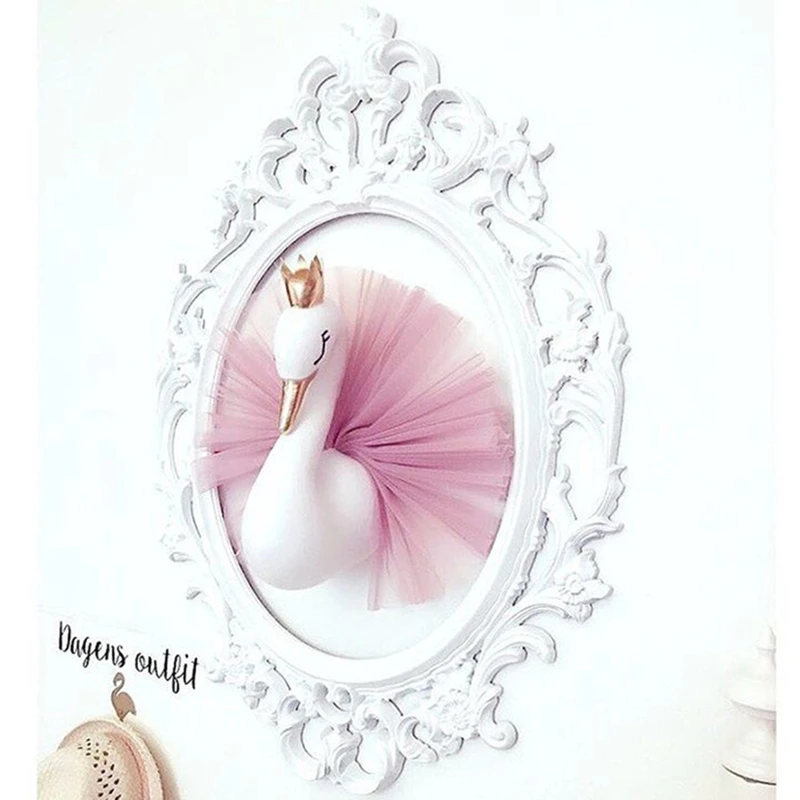 

Animal Head Swan Flamingo Wall Hanging Mount Stuffed Plush Toy Princess Dolls Girl Baby Kid Gift Nursery Room Wall Decor INS