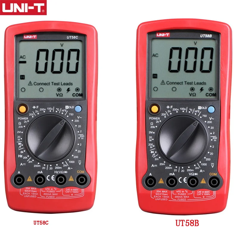 

UNI-T UT58B/UT58C Manual Range General Digital Multimeter; Resistance/Capacitance/Frequency/Temperature Test 20A