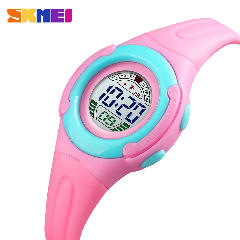 Pink SKMEI детские часы спортивный стиль наручные часы модные детские электронные часы 5 бар водонепроницаемые детские часы montre enfant 1479 - Цвет: Pink