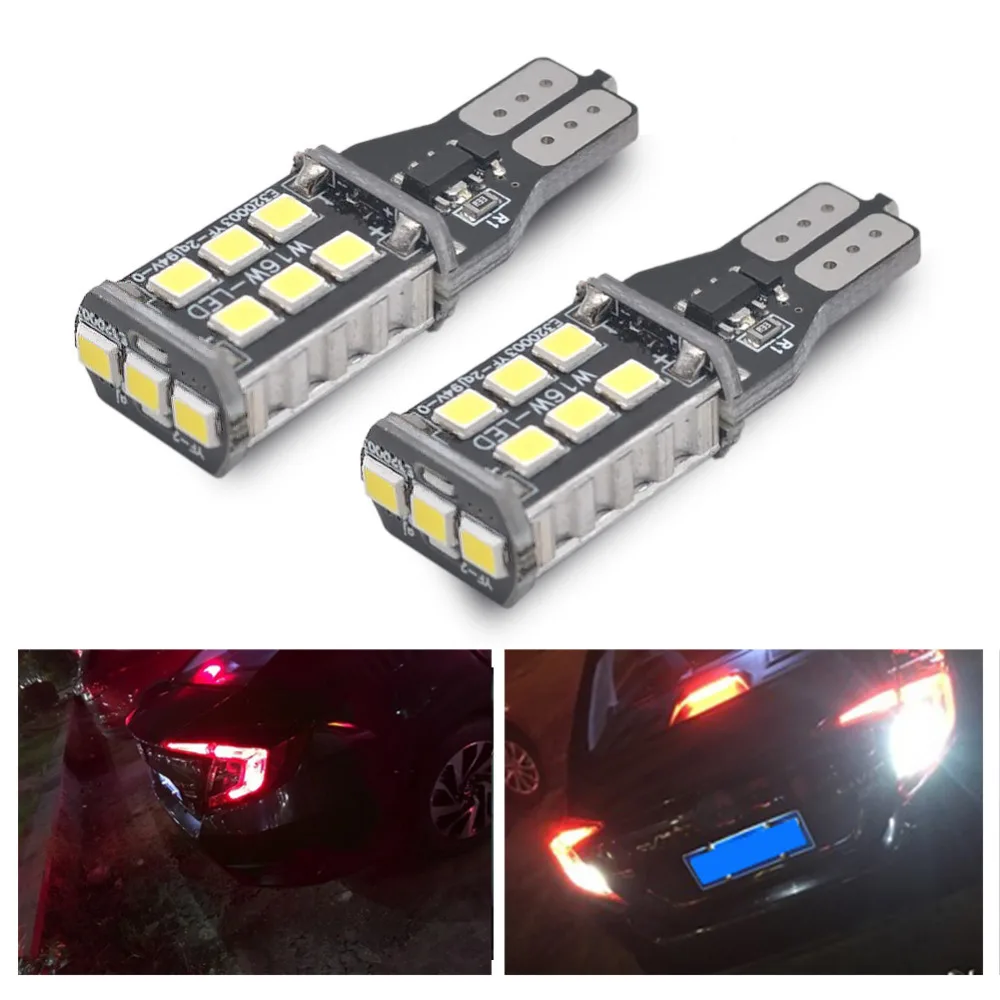2 шт. T15 W16W Обратный Свет 15SMD 2835 светодиодные чипы Canbus без ошибок Светодиодная