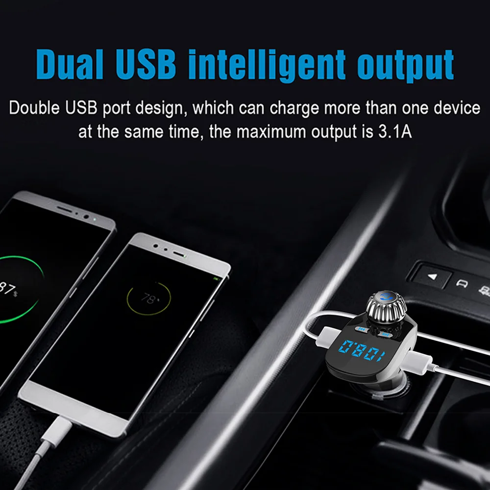 FM модулятор Автомобильный MP3 плеер A2DP Музыка Bluetooth 4 2 передатчик громкой связи