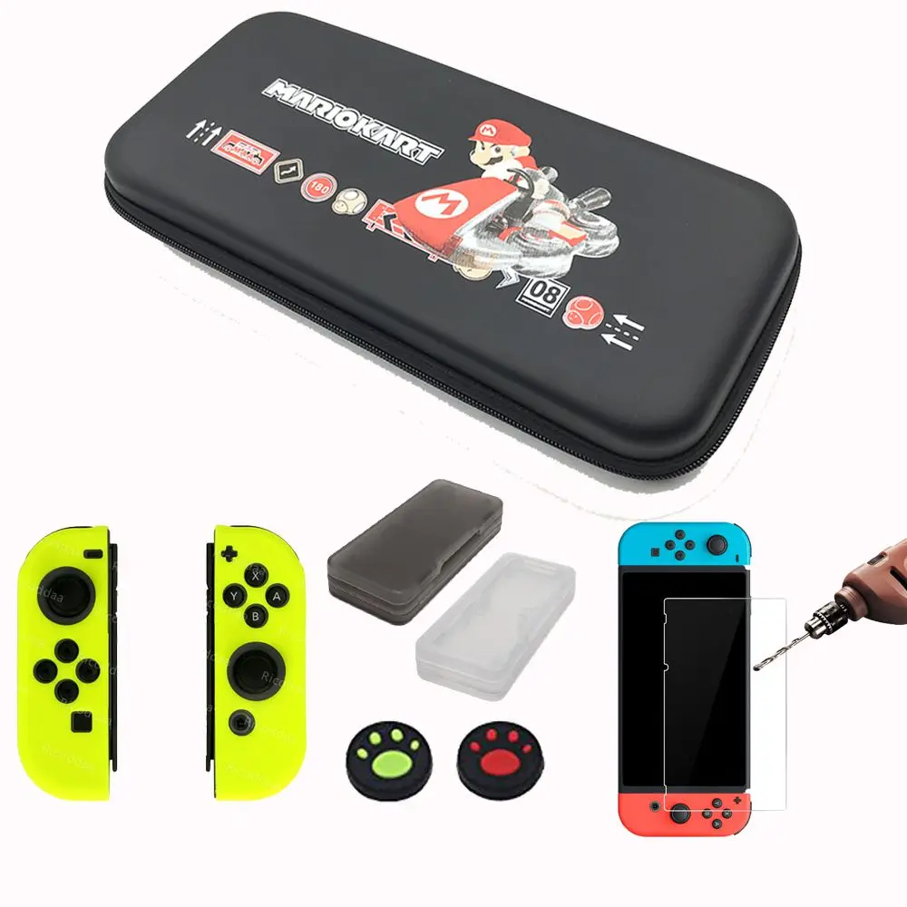 Для консольный переключатель Nintendo переносная сумка для хранения закаленное Стекло Экран протектор+ силиконовый чехол для Nintendo Switch игровой аксессуар