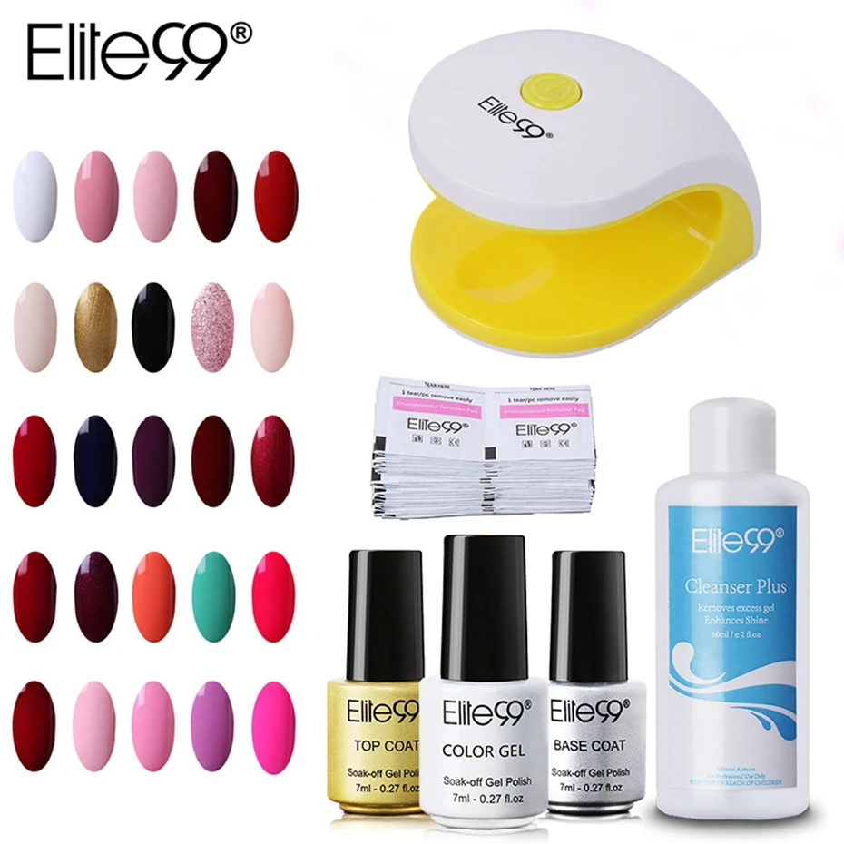 Elite99 УФ гель лак для ногтей Палочки 3 цвета базовый слой Top Coat 7 мл USB кабель