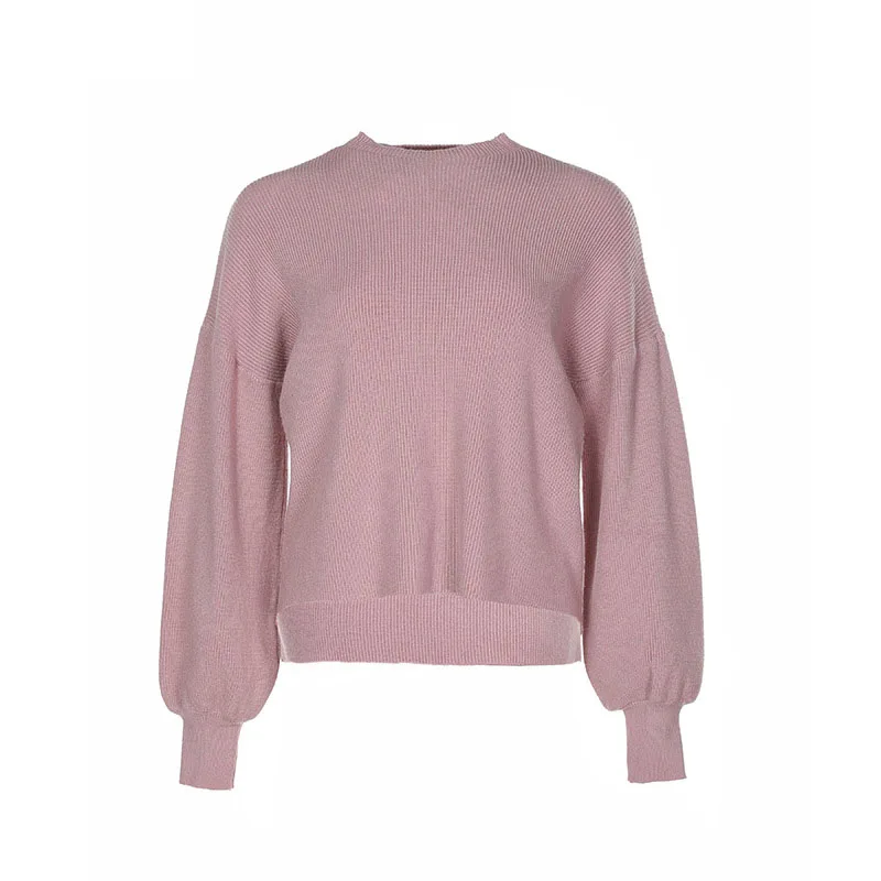 Voobuyla Women Pullover Fashion Lantern Sleeve Sweater and Jumper For Woman 2019 Spring Solid Color Knitting Feminino | Женская одежда