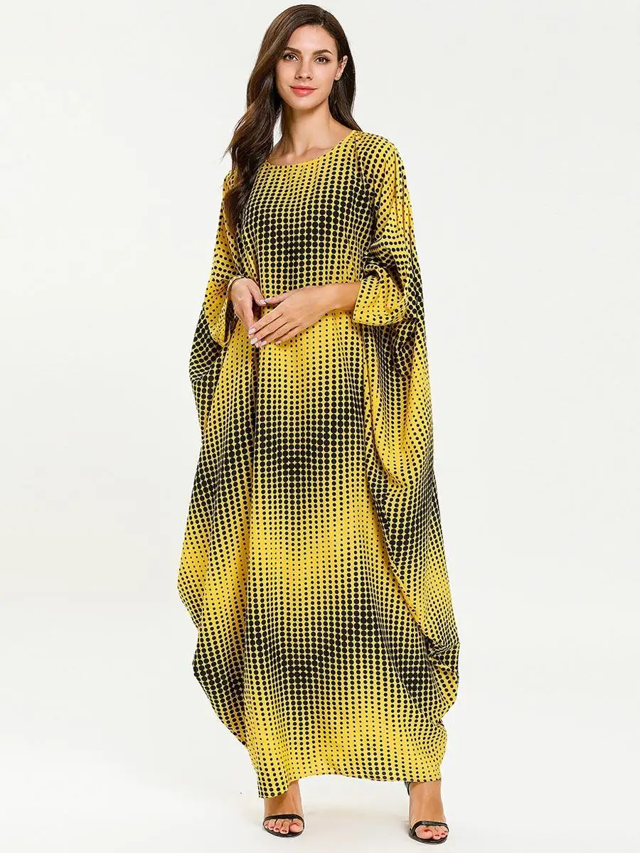 Дубай Batwing Caftan платье фараша Абая для мусульман женское длинное в полоску кафтан