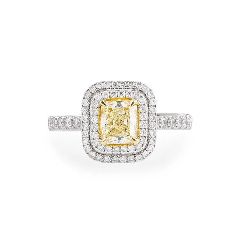 Новая Площадь прямоугольник Желтый AAA CZ Кольцо Окружающей Белый классический Bijoux