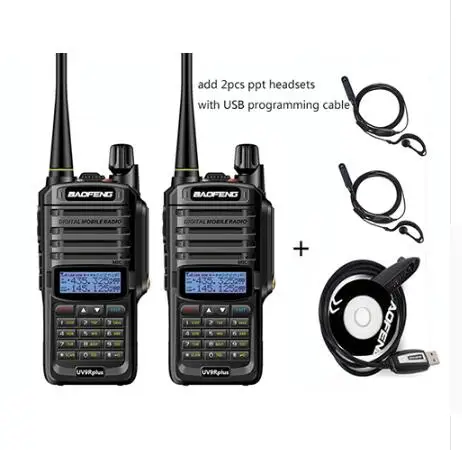 Профессиональный иди и болтай walkie talkie “иди и Водонепроницаемый 20 км Boafeng uv-9r плюс uv9r полиции сканер любительская радиостанция uv9r-era для переносного приемо-передатчика - Цвет: ad 1 cable 2 headset