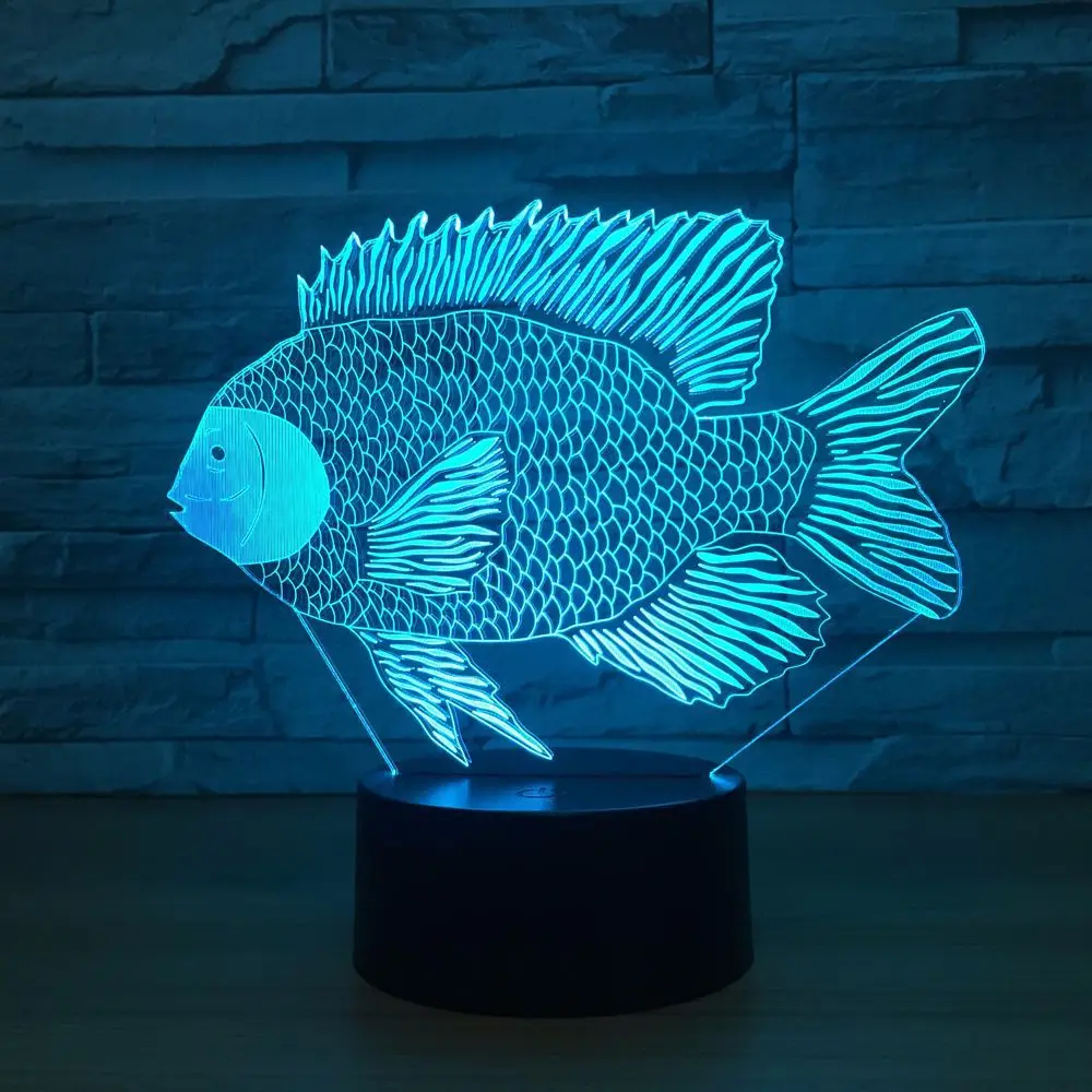 

7 Colors Changing Tilapia African Salmon Dace Fish 3D led Lamp USB Charge Touch Button Table Lamps Amazing Decor Gifts for Kids
