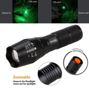 Масштабируемый фонарик 5 лм, зеленый, красный, белый, Q5 T6, светодиодный водонепроницаемый тактический фонарь с регулируемым фокусом, 1 режим, фонарик для оружия