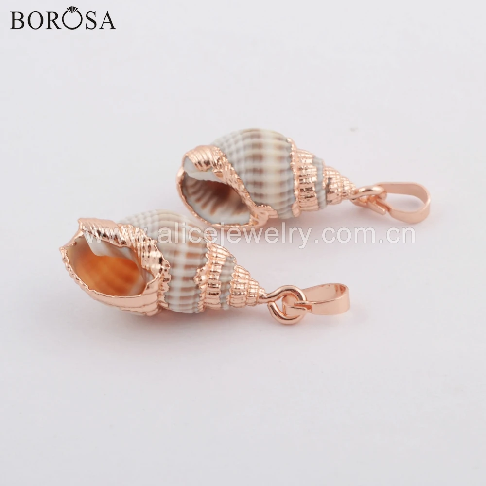 BOROSA 10PCS Stylish Small Size Rose Gold Color Natural Conch Shell Pendant Jewelry Finding for Earrings Necklace G1761 | Украшения и