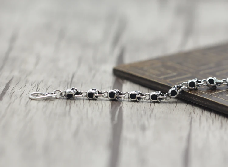 Браслеты из серебра 925 пробы для мужчин и женщин Винтажные Украшения со скелетом