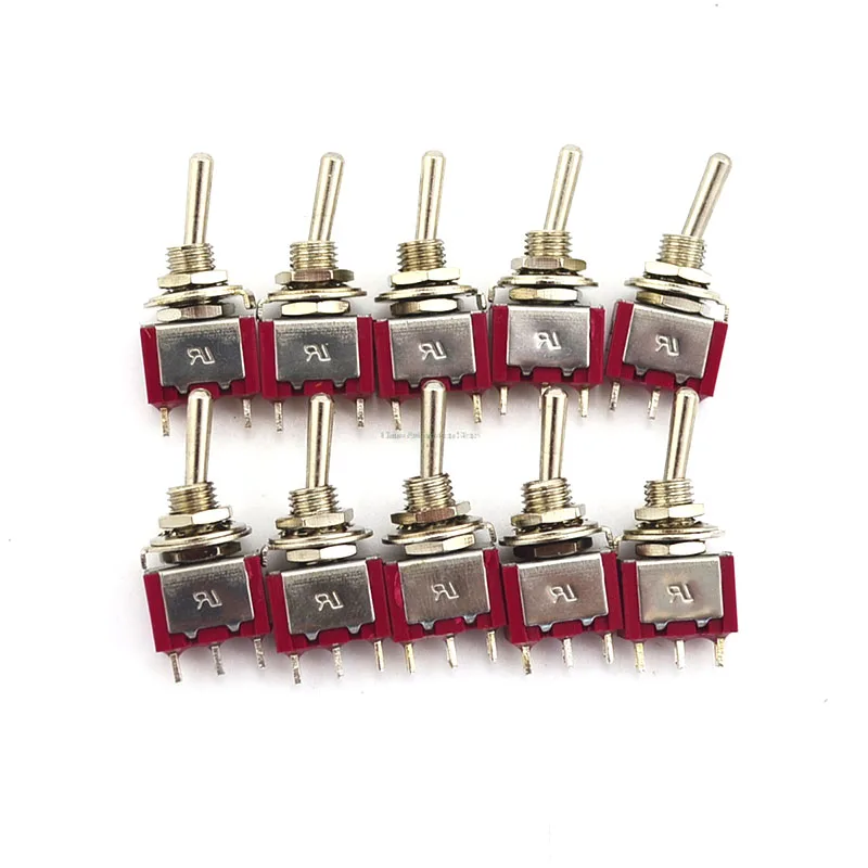 10Pcs Red 3 Pin Position (ON)-OFF-(ON) SPDT Mini Momentary Toggle Switch Automatic Return Middle | Обустройство дома