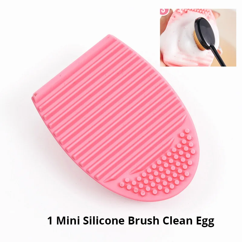 1 Silicone Clean egg Женский набор кисточек для макияжа лица Пудра кисть Золотая Нескользящая ручка мягкая кисть чистая быстрая Косметика набор косметических принадлежностей - Handle Color: 1 Silicone Clean egg