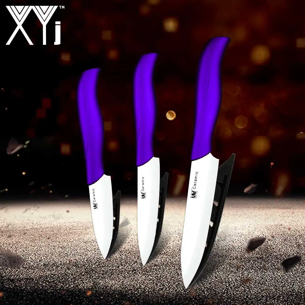 PURPLE H WHITE B XYj набор кухонных керамических ножей набор инструментов " 4" " дюймов Красный Фиолетовый Синий Зеленый Ручка циркониевый оксид Cermaic нож Аксессуары для приготовления пищи - Цвет: PURPLE H WHITE B