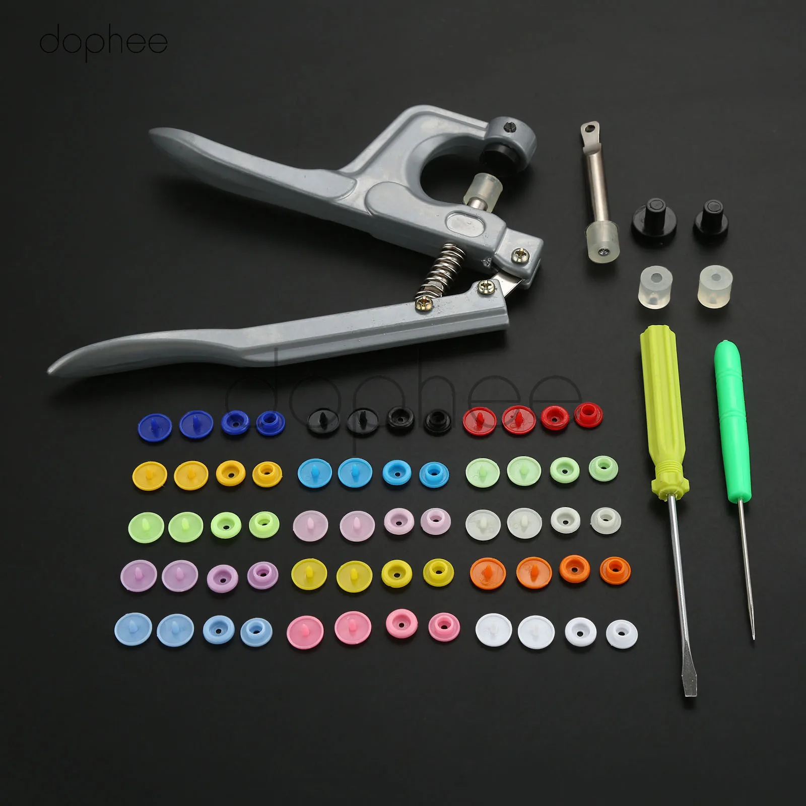 

dophee 300 Sets T5 Snap buttons + Snap plier Tools Used for T3 T5 T8 Sewing Supplies For Fastener Used For Diaper DIY Mixing