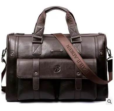 L (Dark Brown) Роскошный деловой мужской портфель из натуральной коровьей кожи, мужская сумка на плечо из натуральной кожи, мужская сумка-мессенджер, дорожная сумка для компьютера - Цвет: L (Dark Brown)