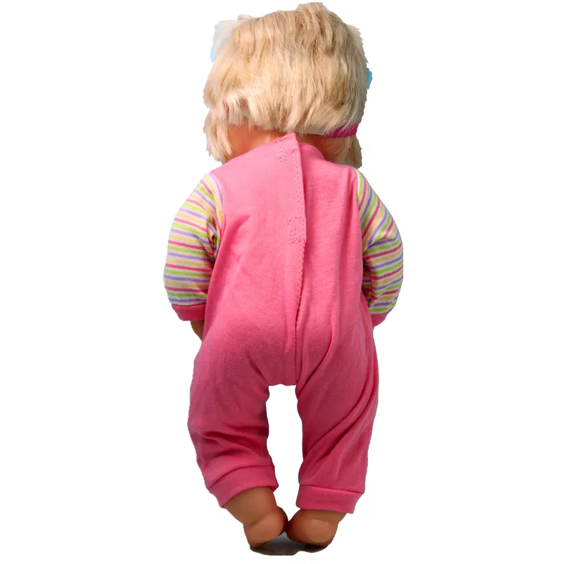 Clothes For Dolls Fit 41 cm Nenuco Doll y su Hermanita Pink Stripes Quality Jumpsuit for 16inch Newborn Ropa doll | Игрушки и хобби