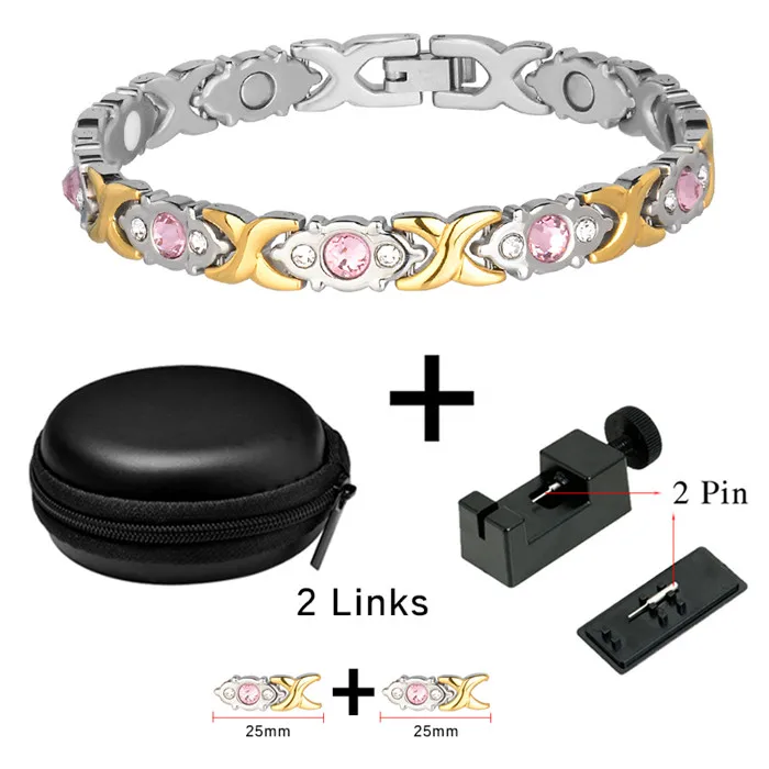 10193 Set And Box Маленькая лягушка, Прямая поставка, браслет с кристаллами и драгоценными камнями, магнитный, здоровье, 4 в 1, биоэлементы, энергетические браслеты, модное ювелирное изделие для женщин, леди - Окраска металла: 10193 Set And Box