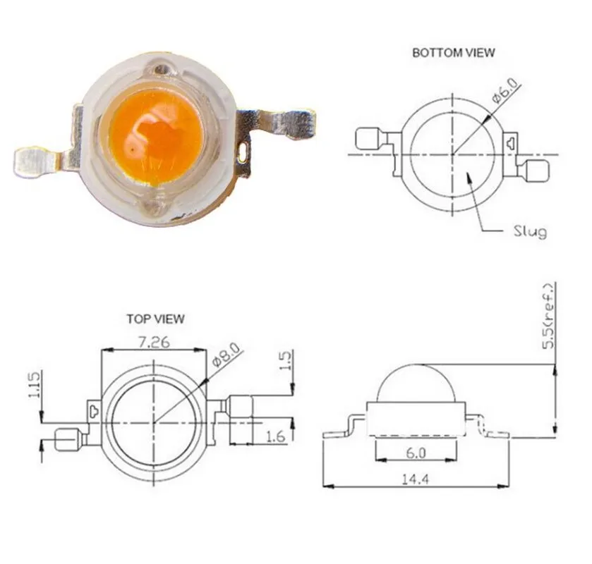 100 шт. мощная светодиодная лампа 5 Вт для освещения растений лампочка полного